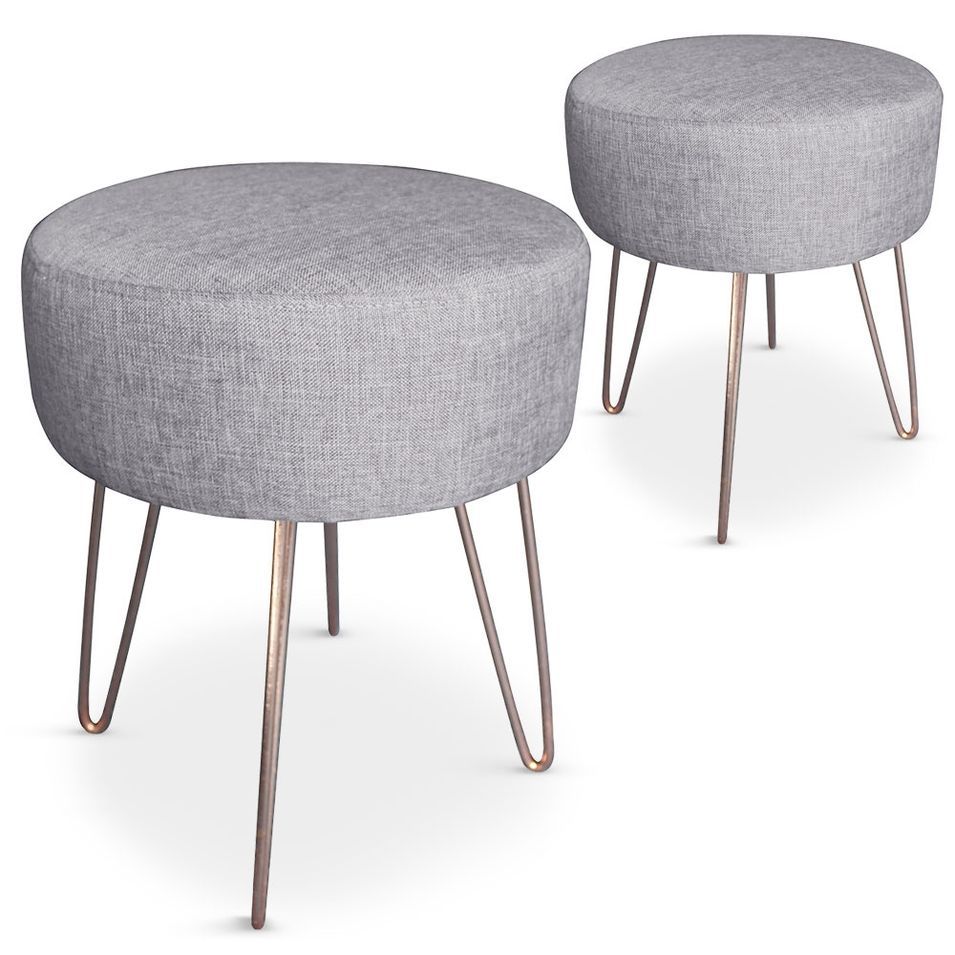 Tabouret Tissu Gris Scanda - Photo n°1