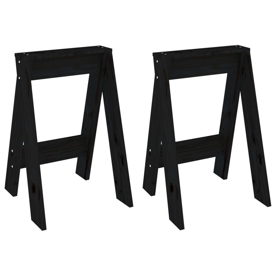 Tabourets 2 pcs Noir 40x40x60 cm Bois massif de pin - Photo n°1