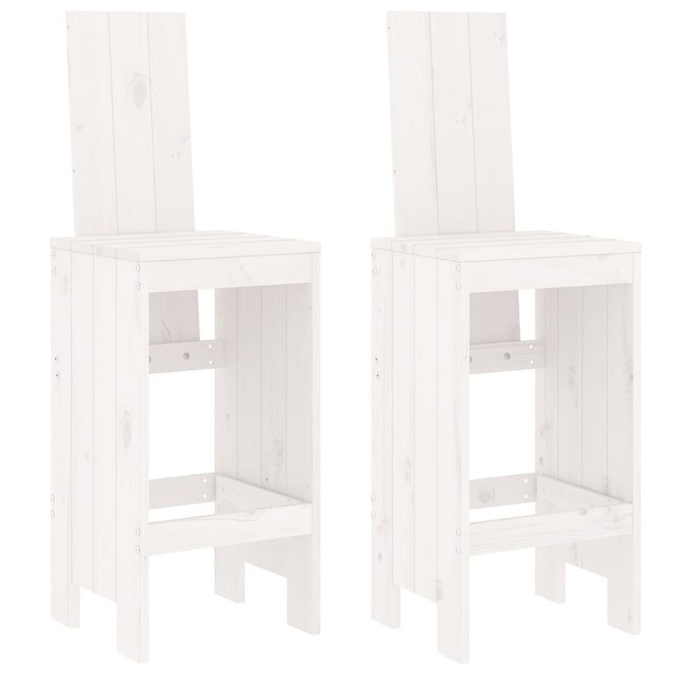Tabourets de bar 2 pcs blanc 40x42x120 cm bois massif de pin - Photo n°1