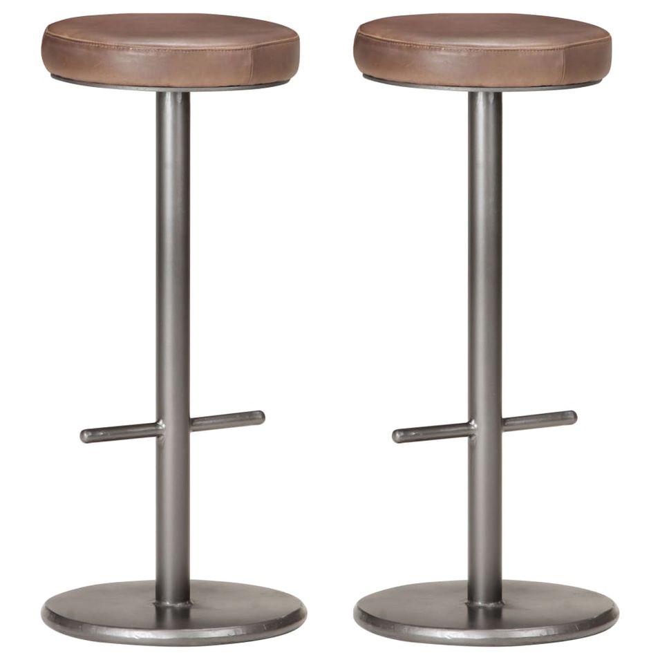 Tabourets de bar 2 pcs Marron Cuir véritable Cygare - Photo n°1