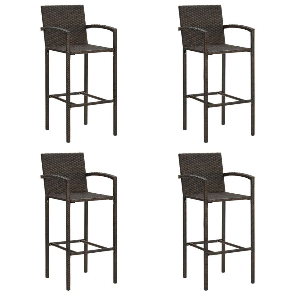 Tabourets de bar 4 pcs Marron Résine tressée - Photo n°1