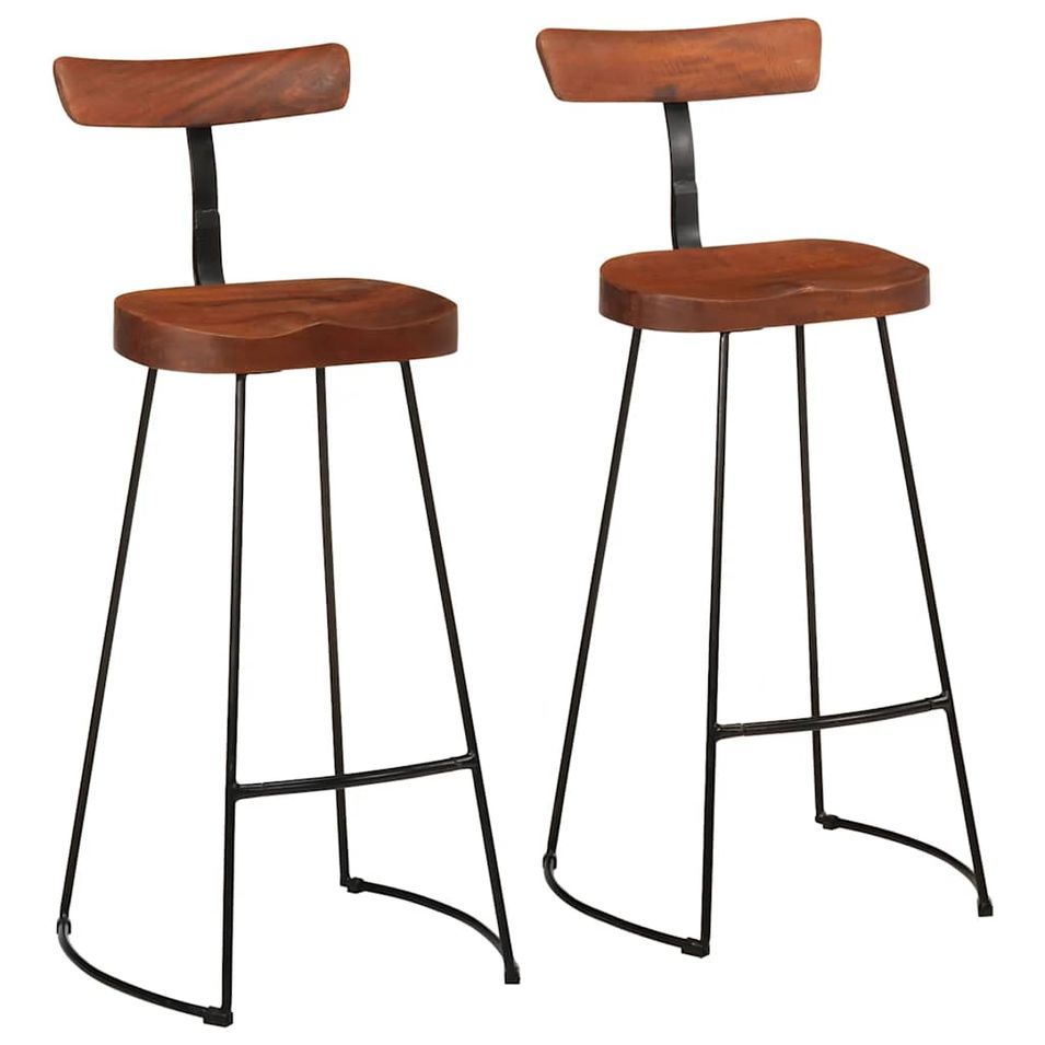 Tabourets de bar lot de 2 49x43x103 cm bois de manguier massif - Photo n°1