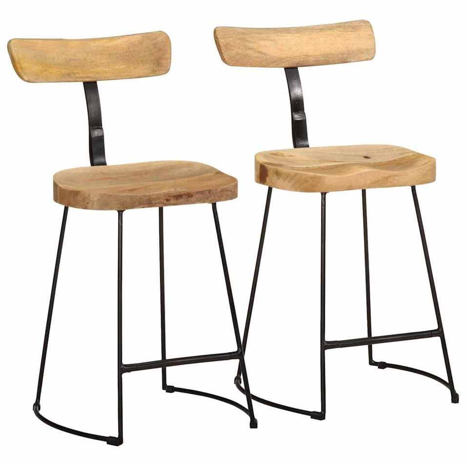 Tabourets de bar lot de 2 49x43x79 cm bois de manguier massif - Photo n°1