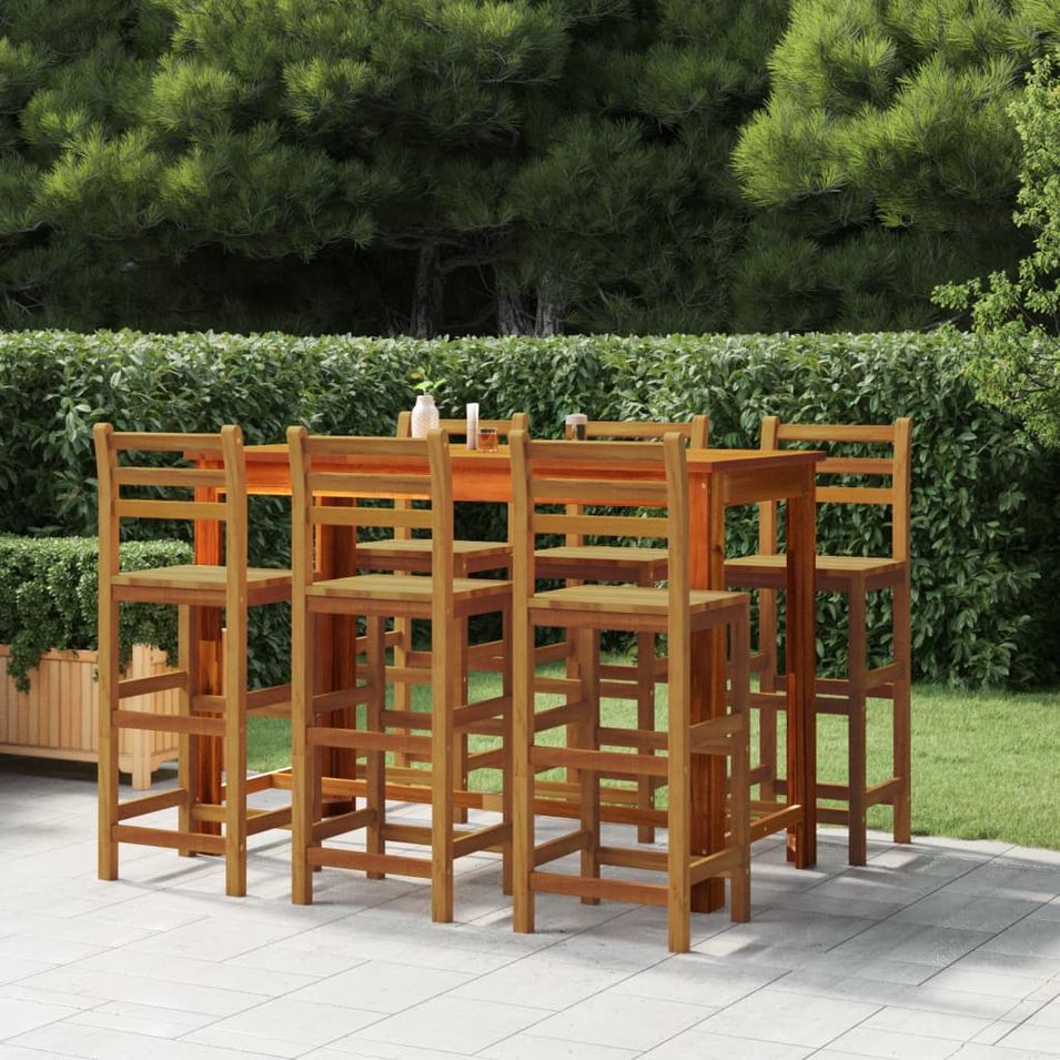 Tabourets de bar lot de 6 bois massif d'acacia - Photo n°1
