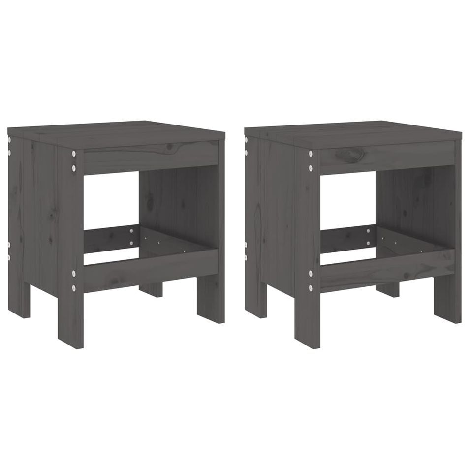 Tabourets de jardin 2 pcs gris 40x36x45 cm bois massif de pin - Photo n°1