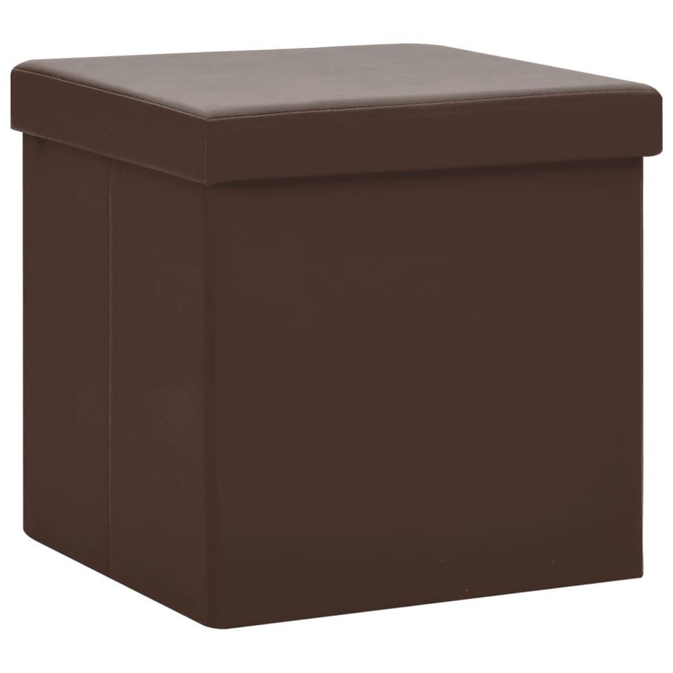 Tabourets de rangement pliables 2 pcs Marron PVC - Photo n°1