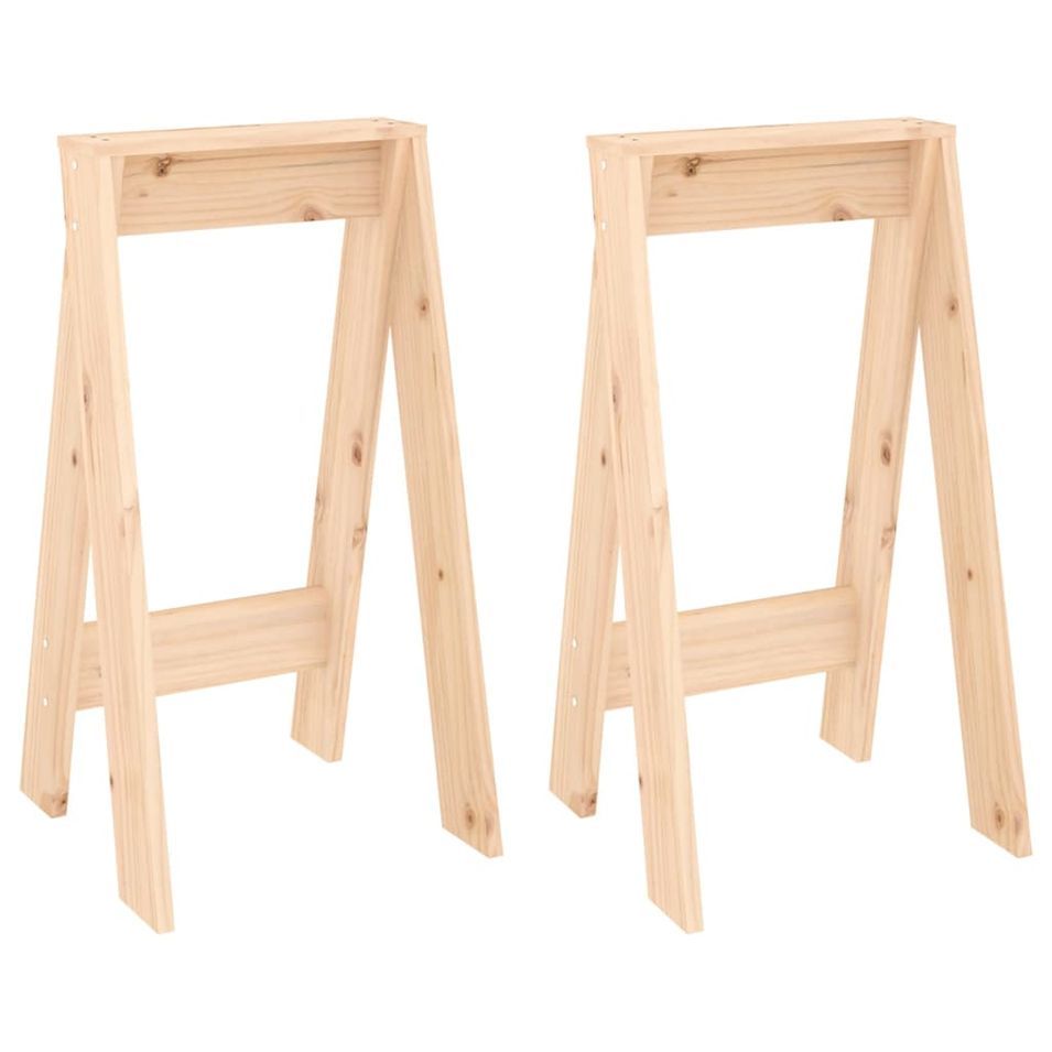 Tabourets lot de 2 40x40x75 cm bois massif de pin - Photo n°1