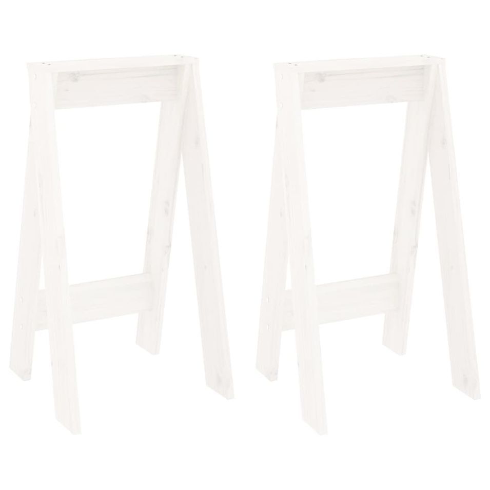 Tabourets lot de 2 blanc 40x40x75 cm bois massif de pin - Photo n°1