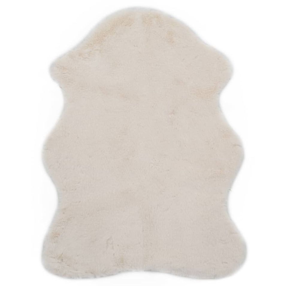 Tapis 65 x 95 cm Fausse fourrure de lapin Crème - Photo n°1