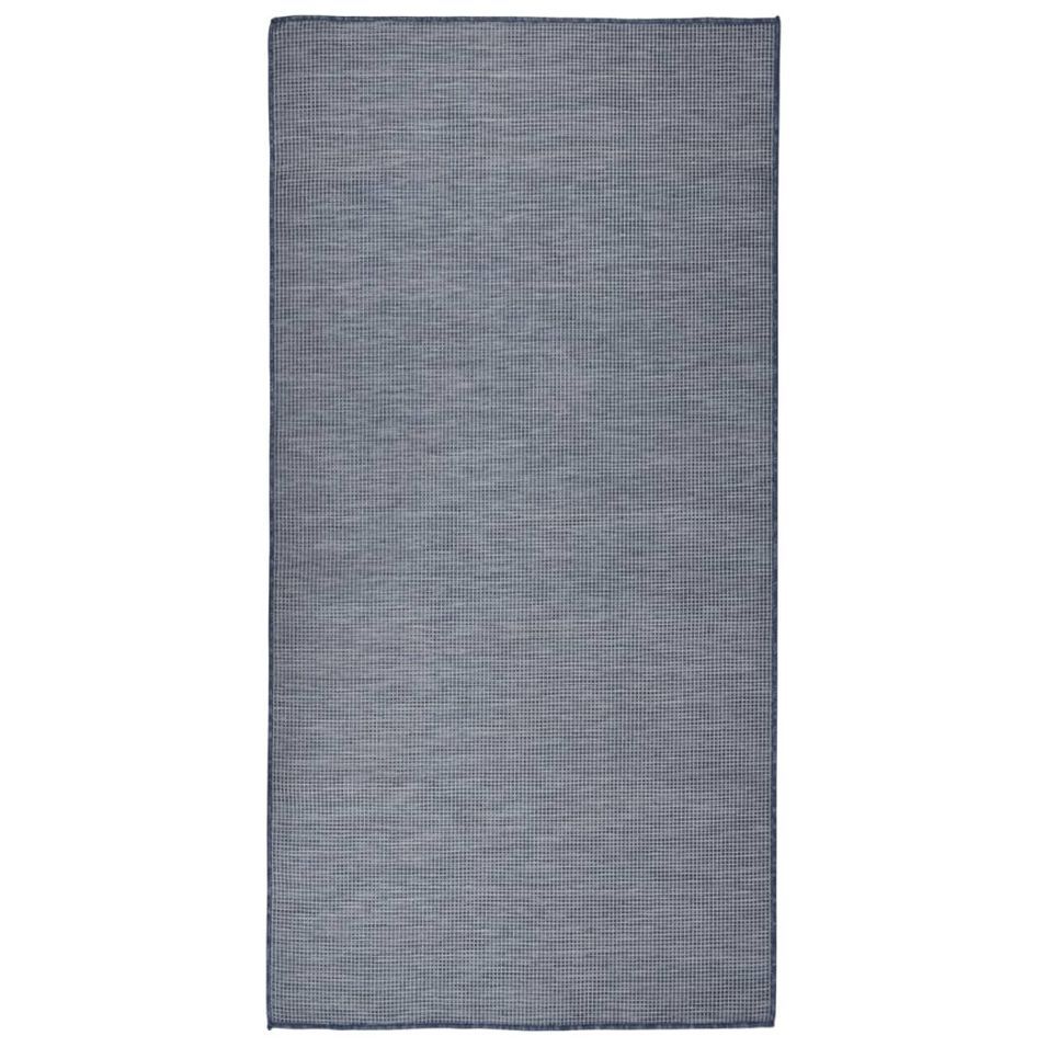 Tapis à tissage plat d'extérieur 100x200 cm Bleu - Photo n°1
