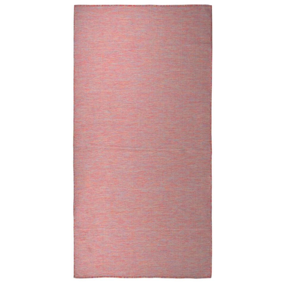 Tapis à tissage plat d'extérieur 100x200 cm Rouge - Photo n°1