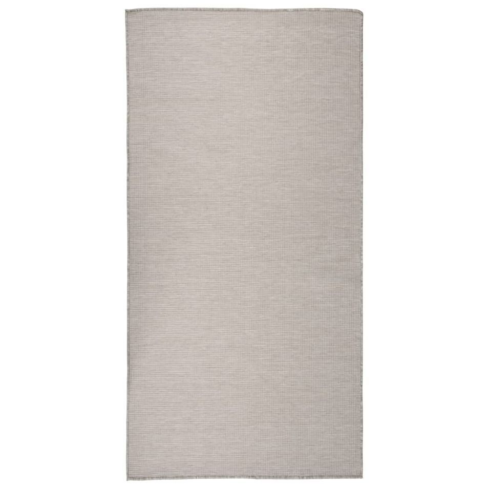 Tapis à tissage plat d'extérieur 100x200 cm Taupe - Photo n°1