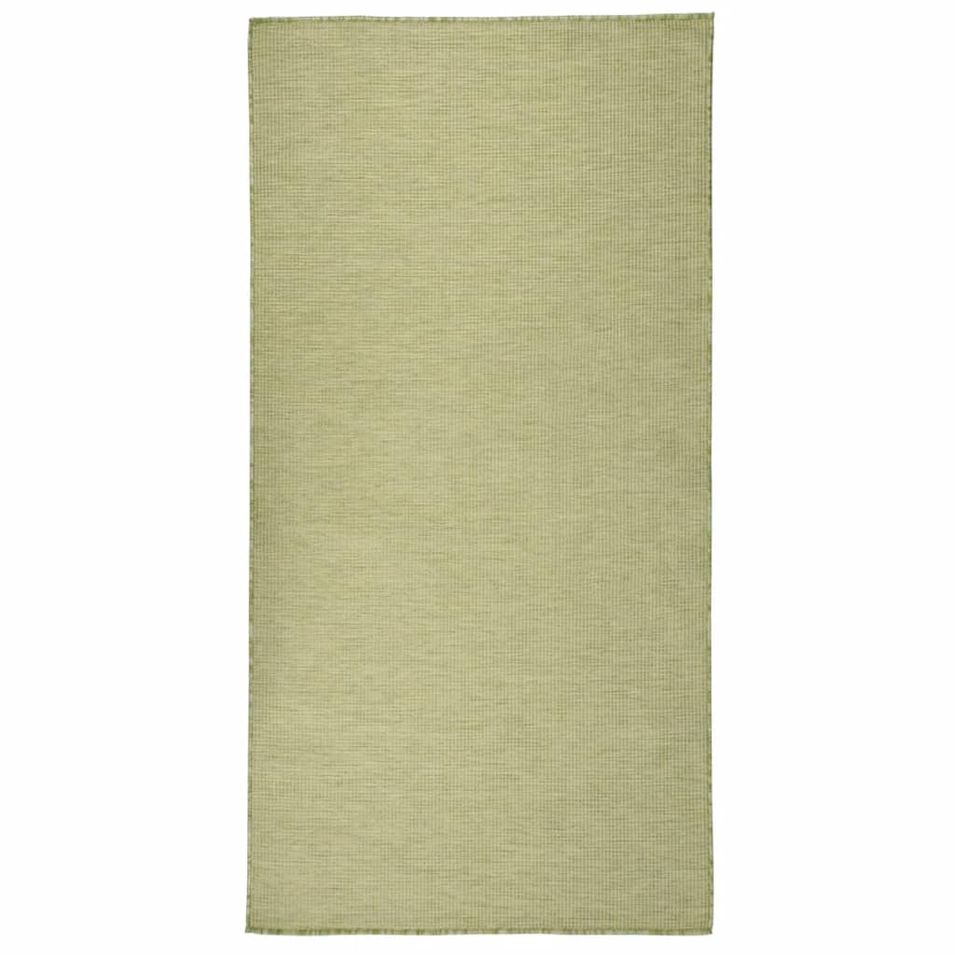 Tapis à tissage plat d'extérieur 100x200 cm Vert - Photo n°1