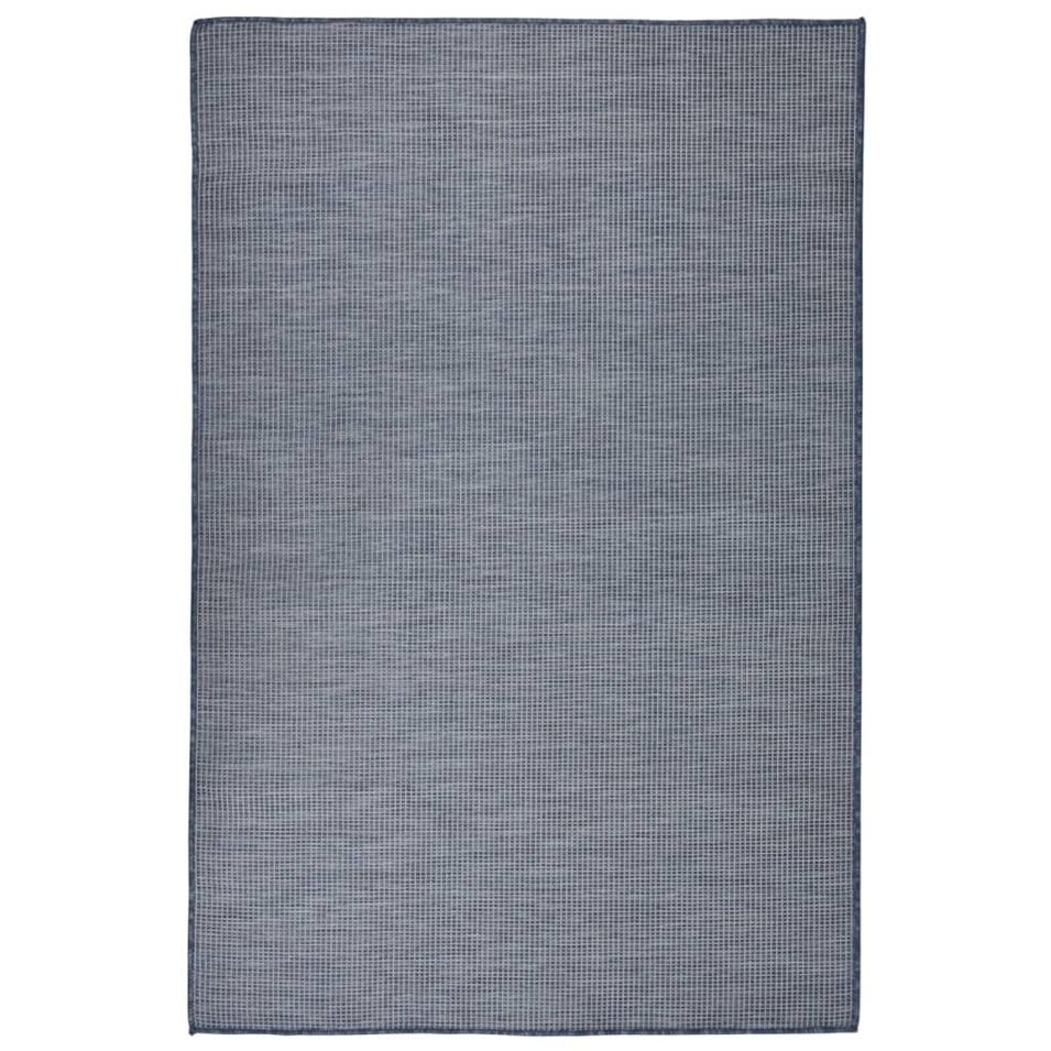 Tapis à tissage plat d'extérieur 120x170 cm Bleu - Photo n°1