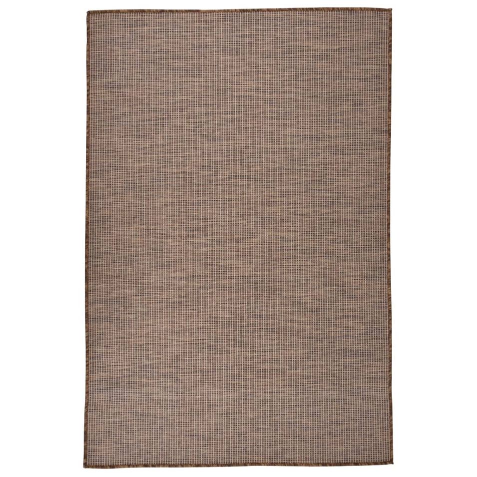 Tapis à tissage plat d'extérieur 120x170 cm Marron - Photo n°1
