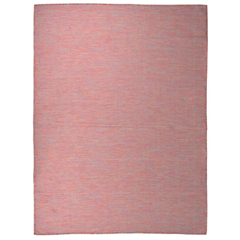 Tapis à tissage plat d'extérieur 120x170 cm Rouge - Photo n°1