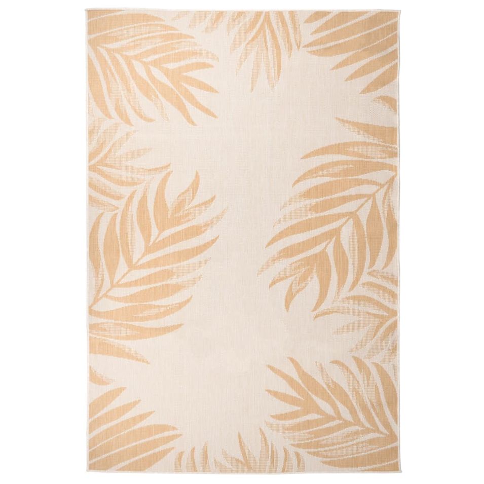 Tapis à tissage plat d'extérieur 160x230 cm Motif de feuille - Photo n°1