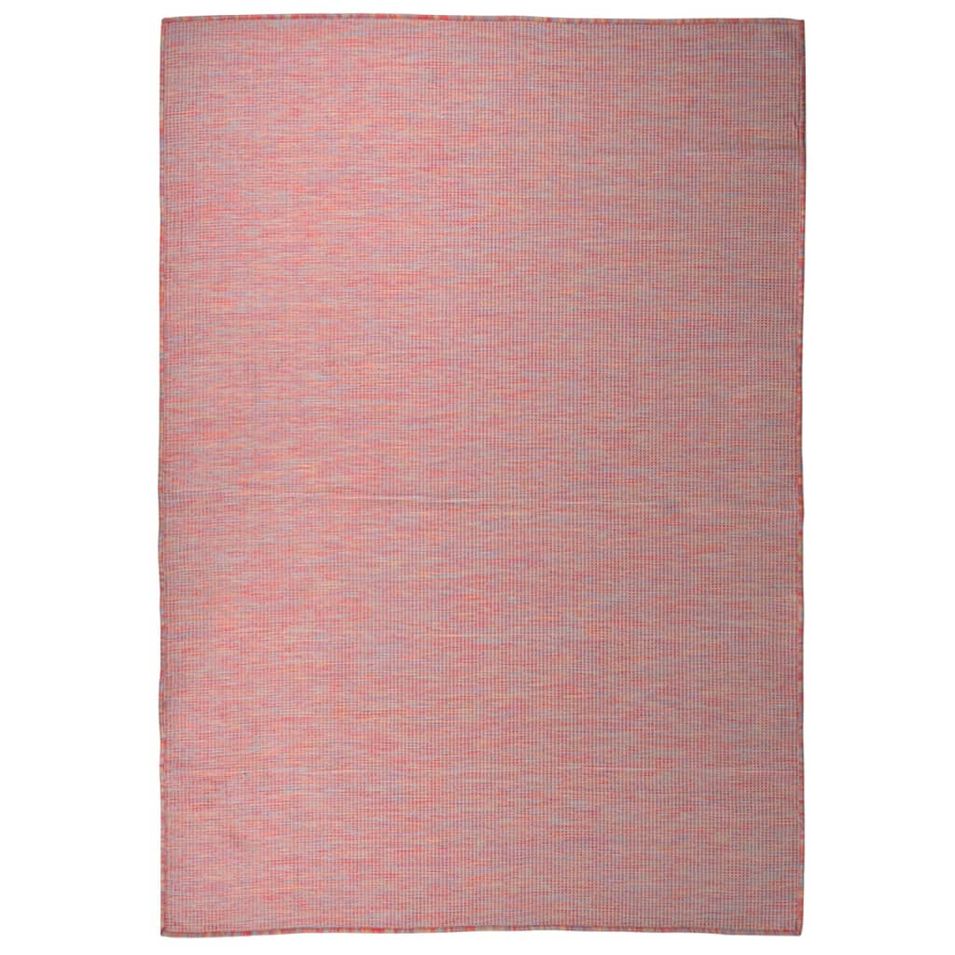 Tapis à tissage plat d'extérieur 160x230 cm Rouge - Photo n°1