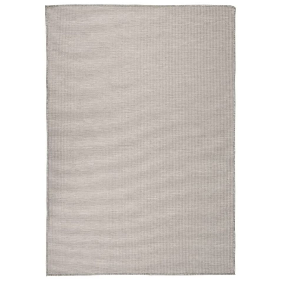 Tapis à tissage plat d'extérieur 160x230 cm Taupe - Photo n°1