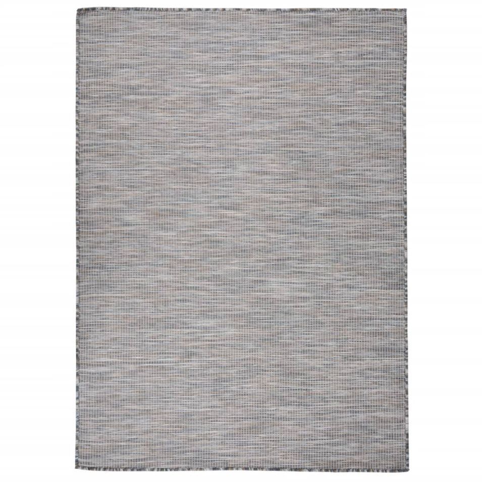 Tapis à tissage plat d'extérieur 200x280 cm Marron et noir - Photo n°1