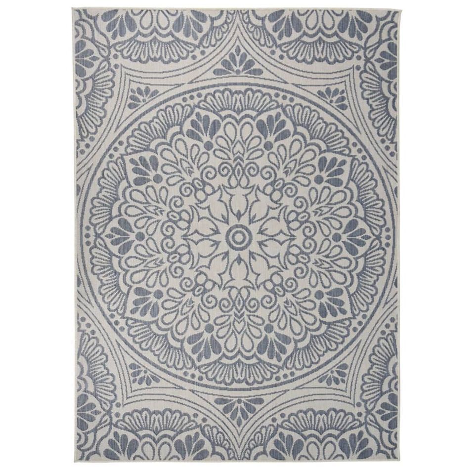 Tapis à tissage plat d'extérieur 200x280 cm Motif bleu - Photo n°1