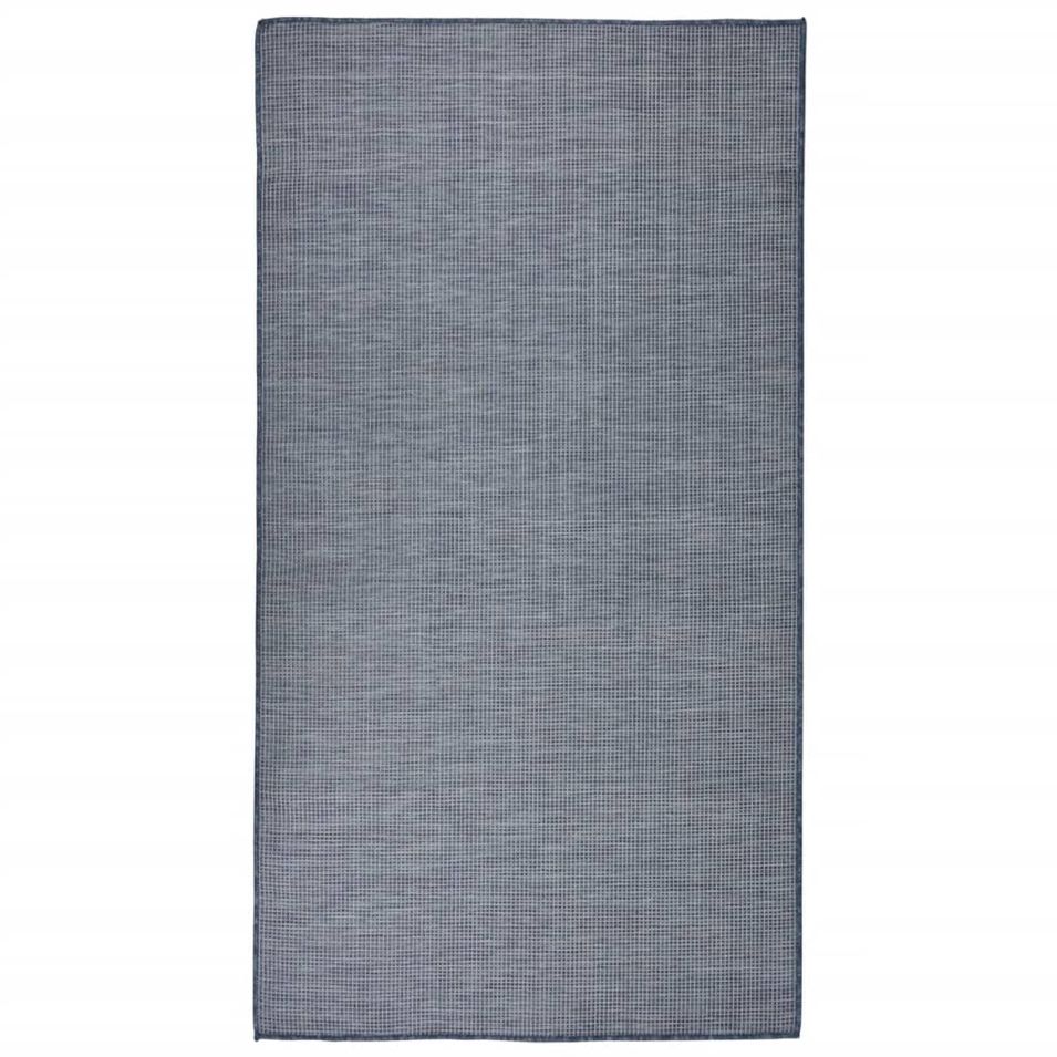 Tapis à tissage plat d'extérieur 80x150 cm Bleu - Photo n°1