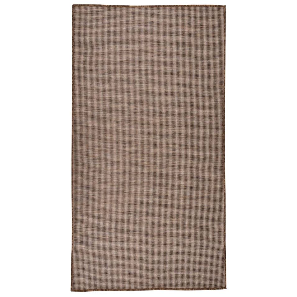 Tapis à tissage plat d'extérieur 80x150 cm Marron - Photo n°1