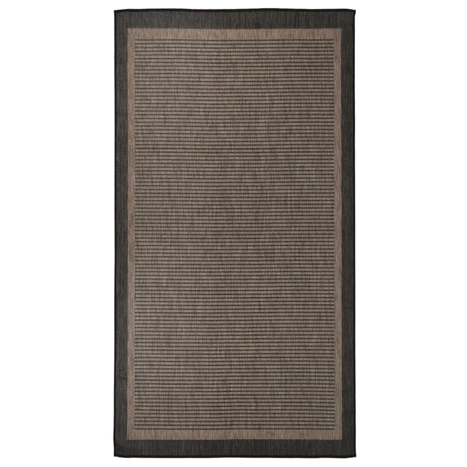 Tapis à tissage plat d'extérieur 80x150 cm Marron foncé - Photo n°1