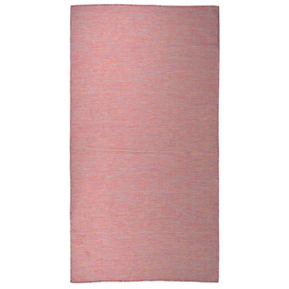 Tapis à tissage plat d'extérieur 80x150 cm Rouge - Photo n°1