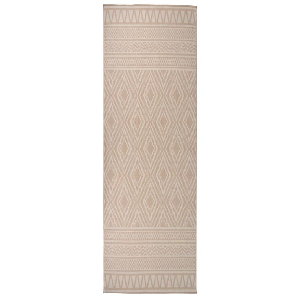 Tapis à tissage plat d'extérieur 80x250 cm Rayures brunes - Photo n°1