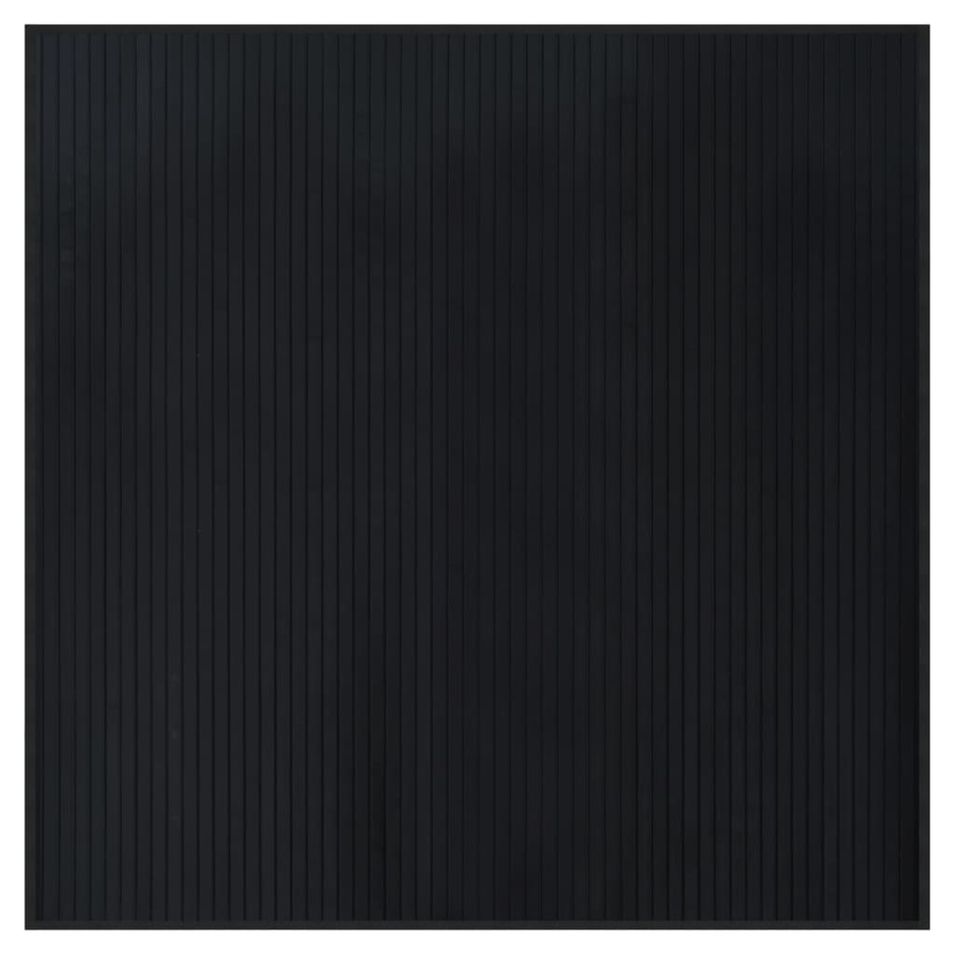 Tapis carré noir 100x100 cm bambou - Photo n°1