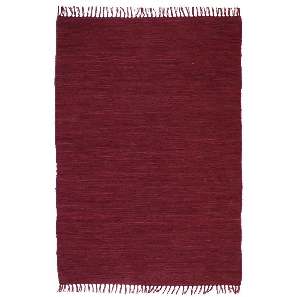 Tapis Chindi Coton tissé à la main 120 x 170 cm Bordeaux 2 - Photo n°1