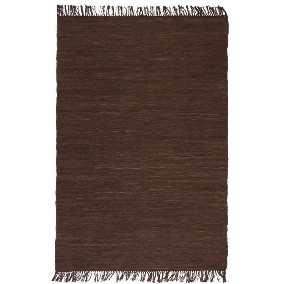 Tapis Chindi Coton tissé à la main 200 x 290 cm Marron 2 - Photo n°1