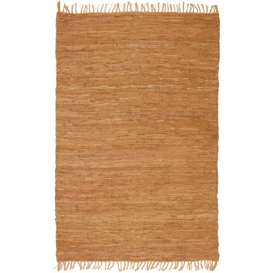 Tapis Chindi Cuir tissé à la main 160 x 230 cm Brun roux - Photo n°1