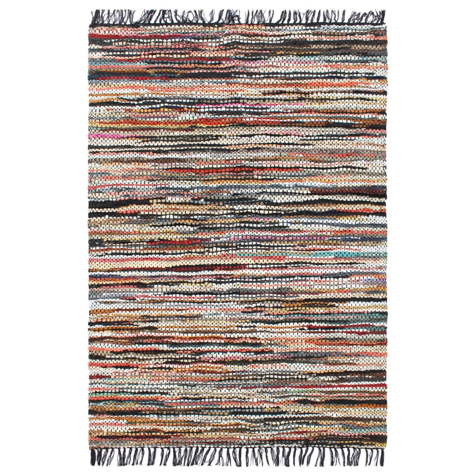 Tapis Chindi tissé à la main Cuir 160x230 cm Multicolore - Photo n°1