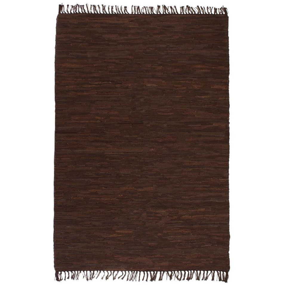 Tapis Chindi tissé à la main Cuir 80 x 160 cm Marron - Photo n°1