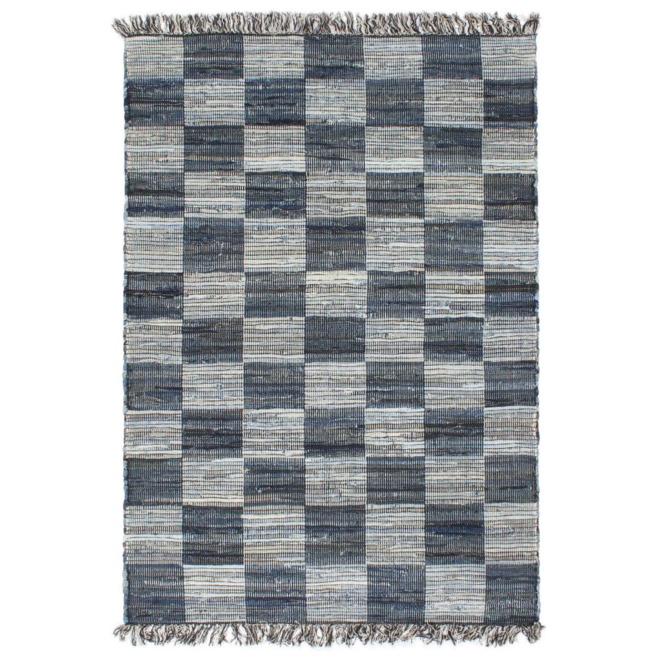 Tapis Chindi tissé à la main Denim 200x290 cm Bleu 2 - Photo n°1