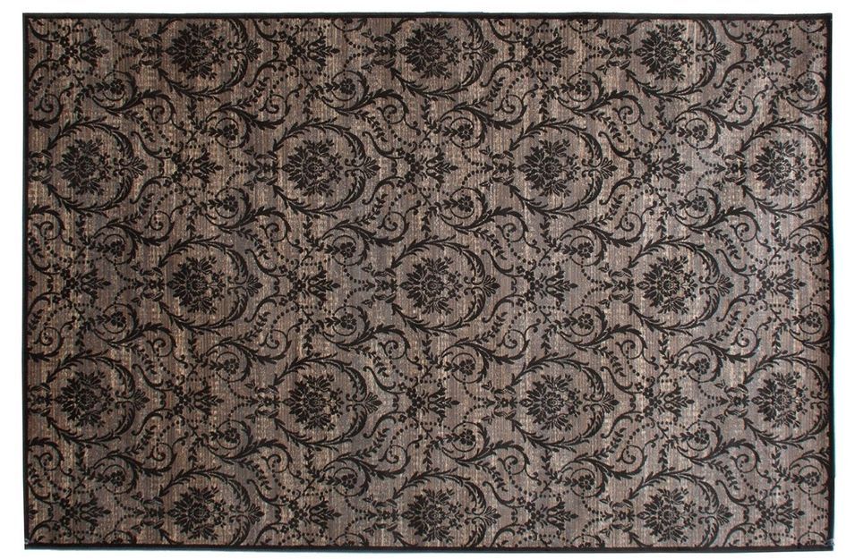 Tapis colonial en chenille noir et doré Fulvi - Photo n°1