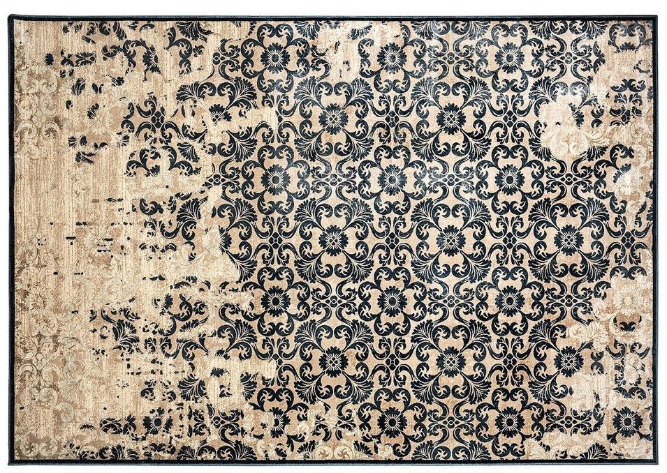 Tapis colonial en viscose gris bordé Wacil - Photo n°1