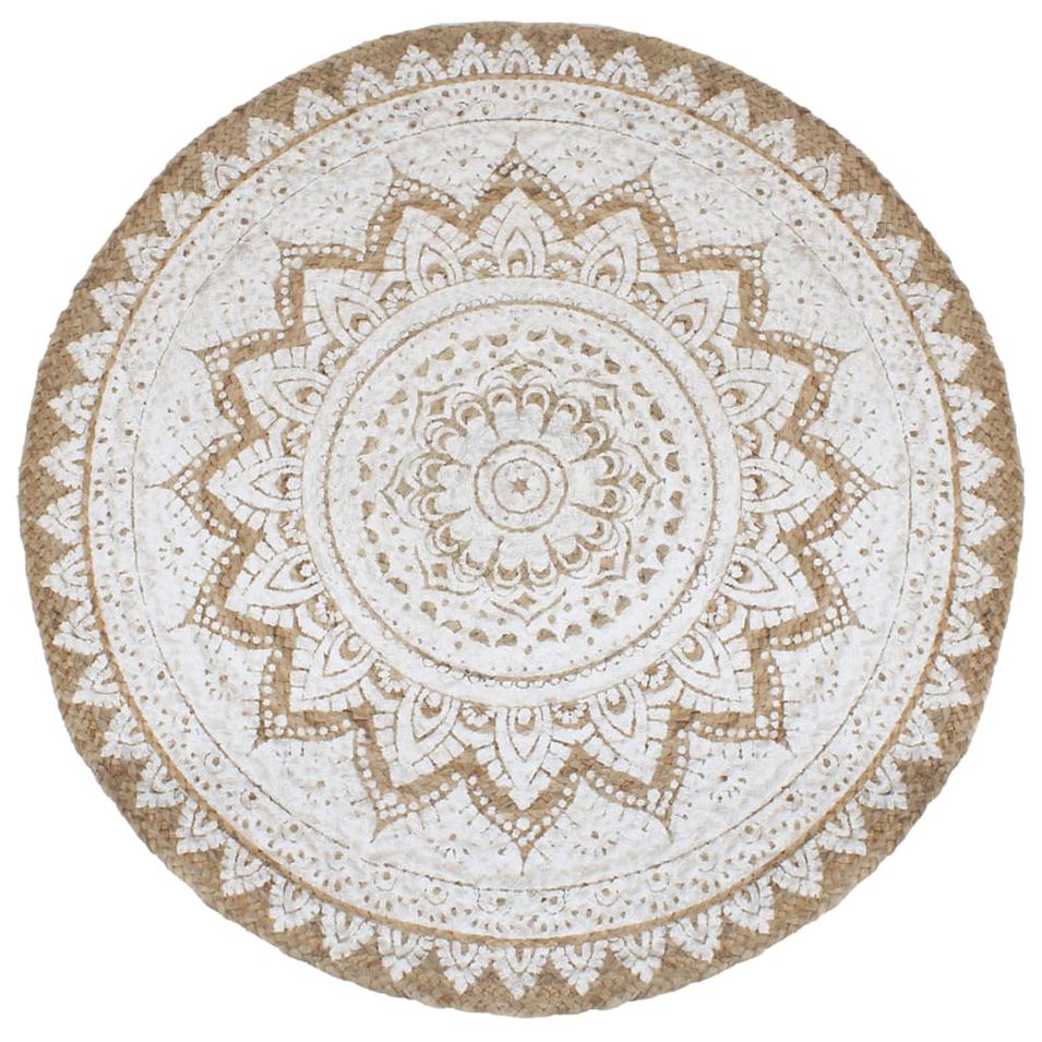 Tapis de sol Jute tressée imprimée 210 cm Rond - Photo n°1