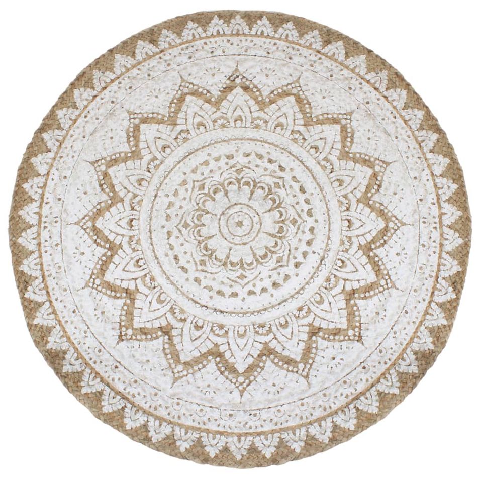 Tapis de sol Jute tressée imprimée 240 cm Rond - Photo n°1