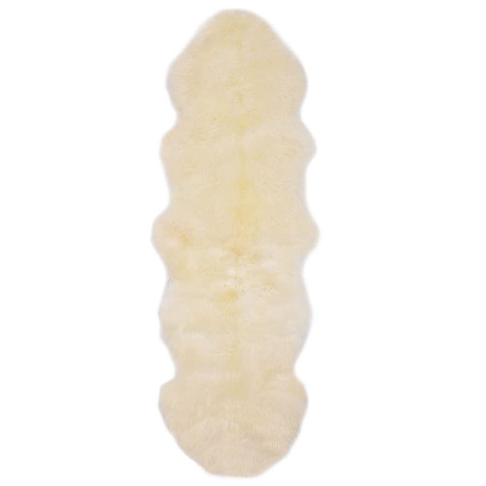Tapis en peau de mouton 60 x 180 cm Blanc - Photo n°1