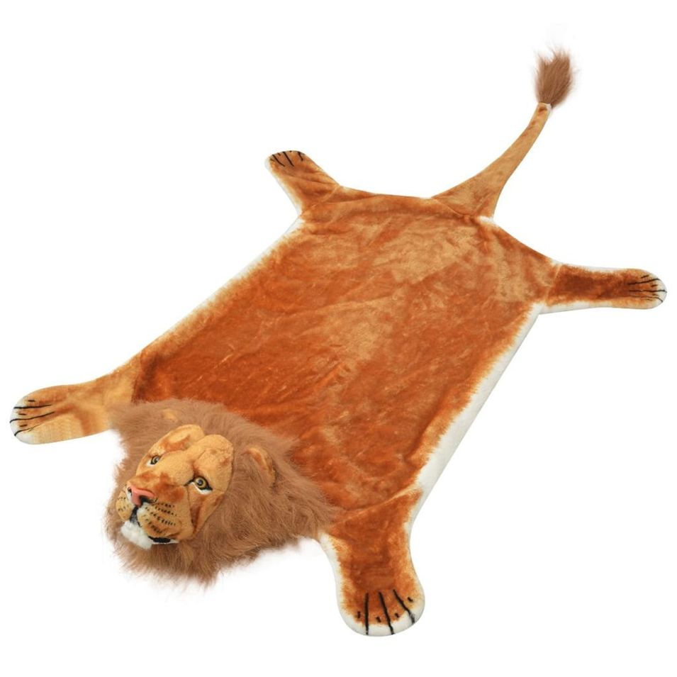 Tapis en peluche en forme de lion 205 cm Marron - Photo n°1