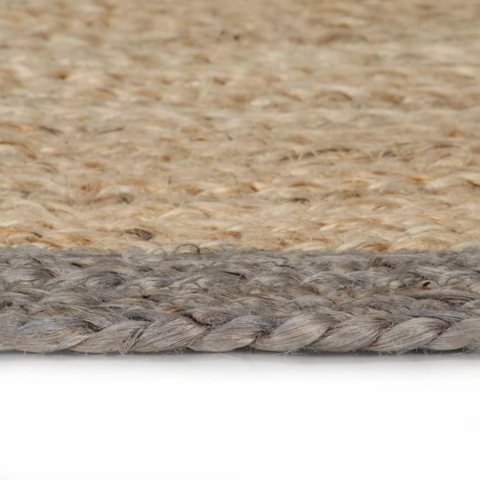 Tapis fait à la main Jute avec bord gris 180 cm - Photo n°3