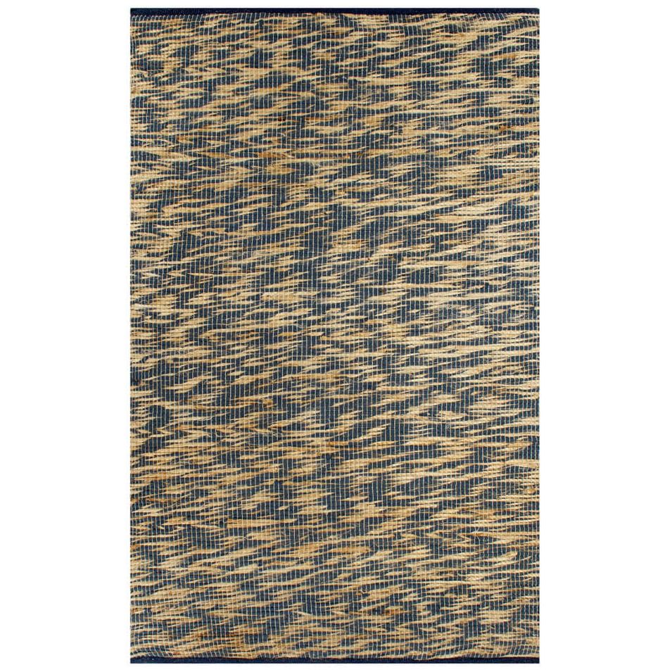 Tapis fait à la main Jute Bleu et naturel 120x180 cm - Photo n°1