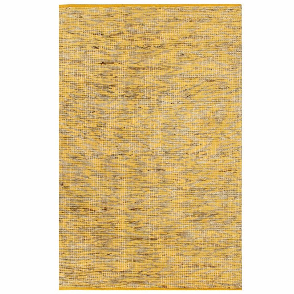 Tapis fait à la main Jute Jaune et naturel 80x160 cm - Photo n°1
