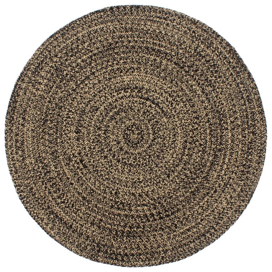 Tapis fait à la main Jute Noir et marron 180 cm - Photo n°1