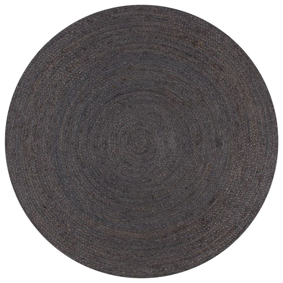 Tapis fait à la main Jute Rond 120 cm Gris foncé - Photo n°1