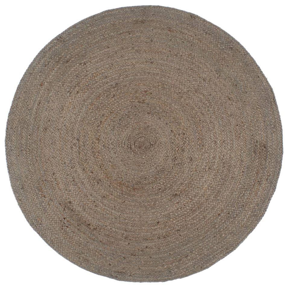 Tapis fait à la main Jute Rond 240 cm Gris - Photo n°1