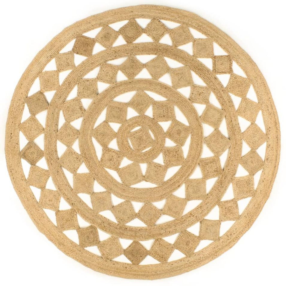 Tapis fait à la main Jute tressée 210 cm - Photo n°1